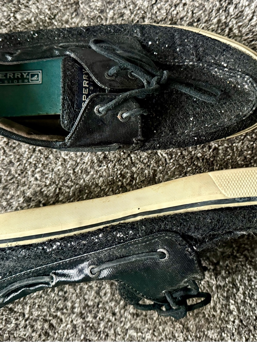 Sperry Top Sider Black Sequin Boat Shoes